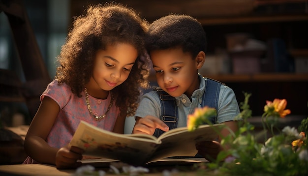 Foto una sesión de fotos de niños de diferentes etnias leyendo sobre mlk