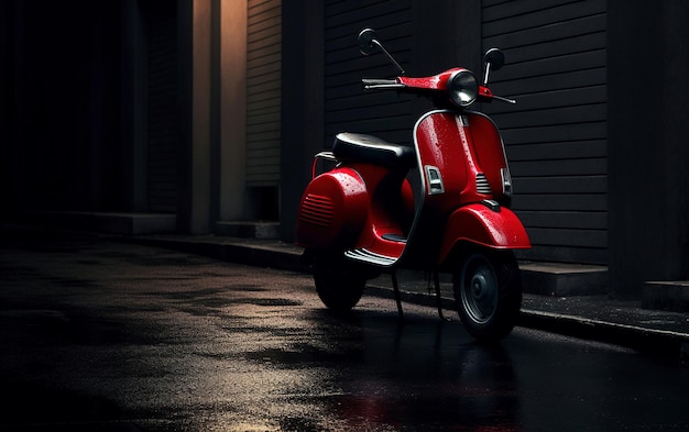Sesión de fotos de scooter italiano rojo