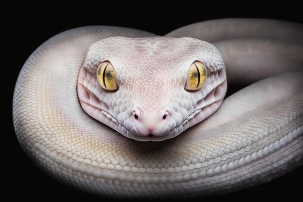 Foto sesión de fotos simétrica de alta clave increíblemente detallada de una serpiente