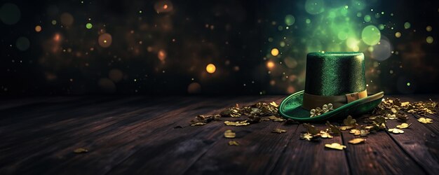 Una sesión de fotos temática del Día de San Patricio con un sombrero verde con un trébol de cuatro hojas