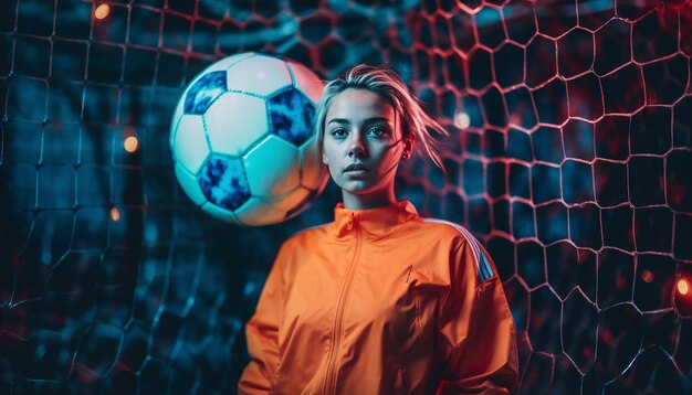 Sesión de fotos temática de fútbol minimalista con concepto deportivo creativo Fotografía de concepto de fútbol elegante