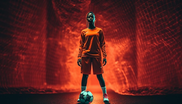 Foto sesión de fotos temática de fútbol minimalista con concepto deportivo creativo fotografía de concepto de fútbol elegante