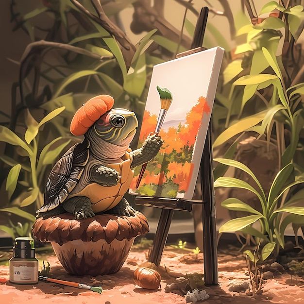 Foto sesión de pintura artística de las tortugas