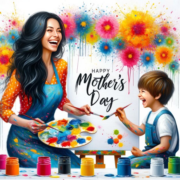 Foto sesión de pintura vibrante para el día de las madres
