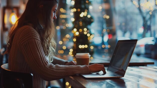 Sesión de trabajo acogedora en el café