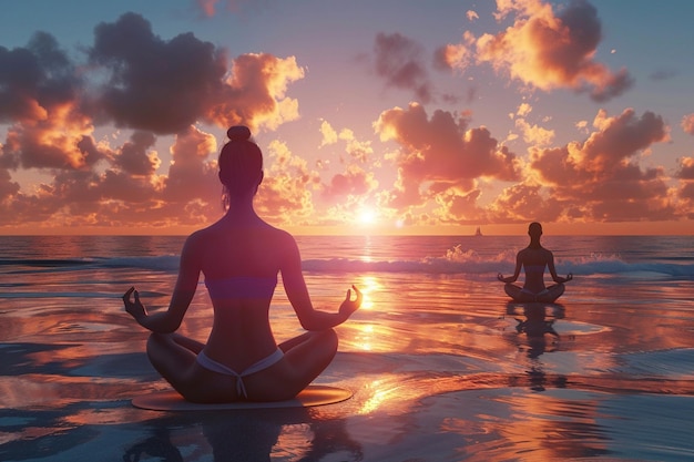 Sesión de yoga al amanecer en playas tranquilas