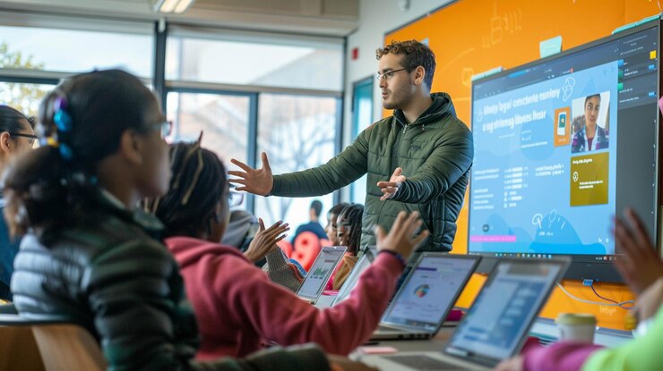 Foto sesiones en clase que ilustran cómo las herramientas digitales facilitan la colaboración en tiempo real