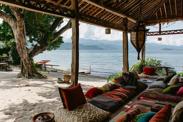 Foto sesiones de meditación en una playa tranquila