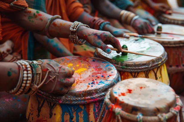 Sessão de bateria do festival de Holi