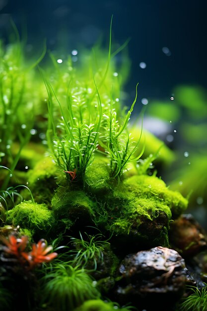 Sessão de fotos de camarão em um tanque de 10 galões Dwarf Hairgrass Monte Carlo Carpe Aqua Concept Idea Layout