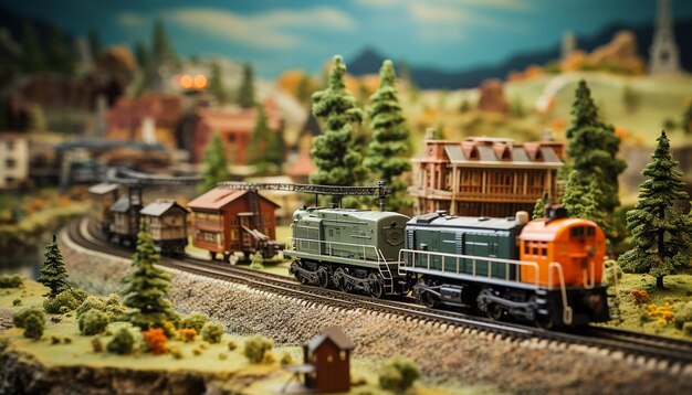 Sessão de fotos de diorama de ferrovias Modelo realista