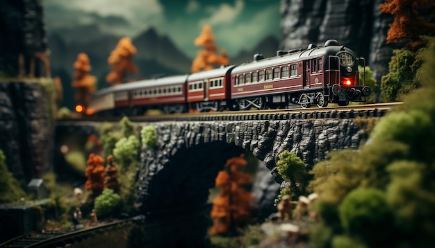 Sessão de fotos de diorama de ferrovias Modelo realista