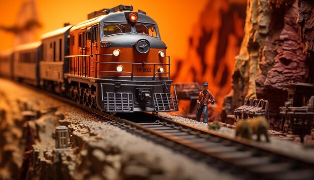 Sessão de fotos de diorama de ferrovias Modelo realista