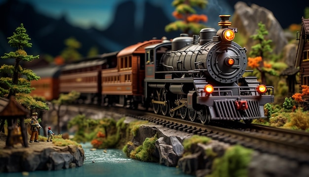 Sessão de fotos de diorama de ferrovias Modelo realista