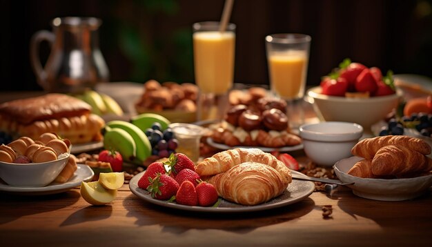 Sessão de fotos de propaganda de café da manhã delicioso Fotografia comercial