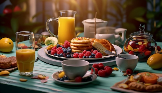 Sessão de fotos de propaganda de café da manhã delicioso Fotografia comercial