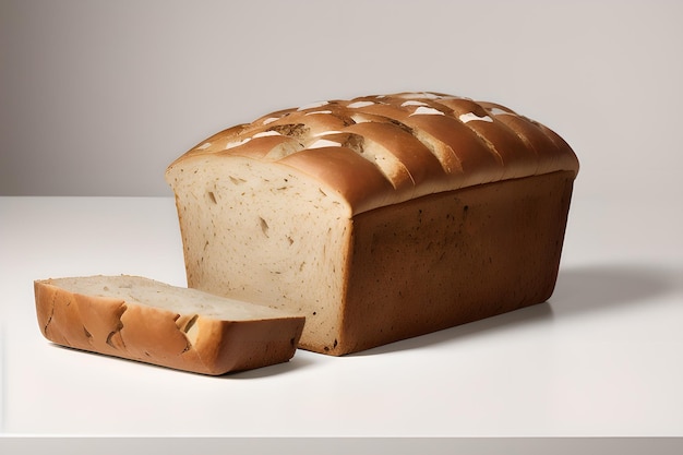 Sessão de fotos estéticas de pão de forma de produto de pão imagem de fundo isolada por IA gerada
