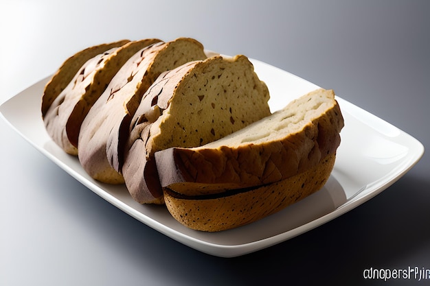 Sessão de fotos estéticas de pão de forma de produto de pão imagem de fundo isolada por IA gerada