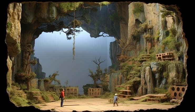 Foto sessão de fotos profissional de diorama conceito de miniatura de modelos mínimos