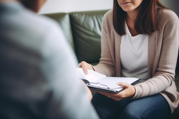 Sessão de psicólogo com mulher estressada