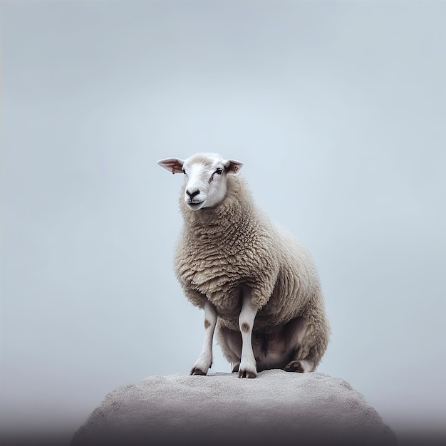 Sessende Schafe weißer Eid-Hintergrund Filmkomposit