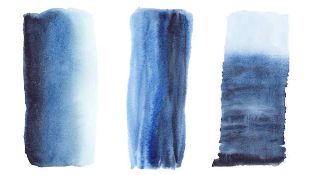 Set Abstraktes Meer kreative minimalistische blaue Farbe Aquarell isoliert Aquarell handgezeichnete Textur für Hintergründe