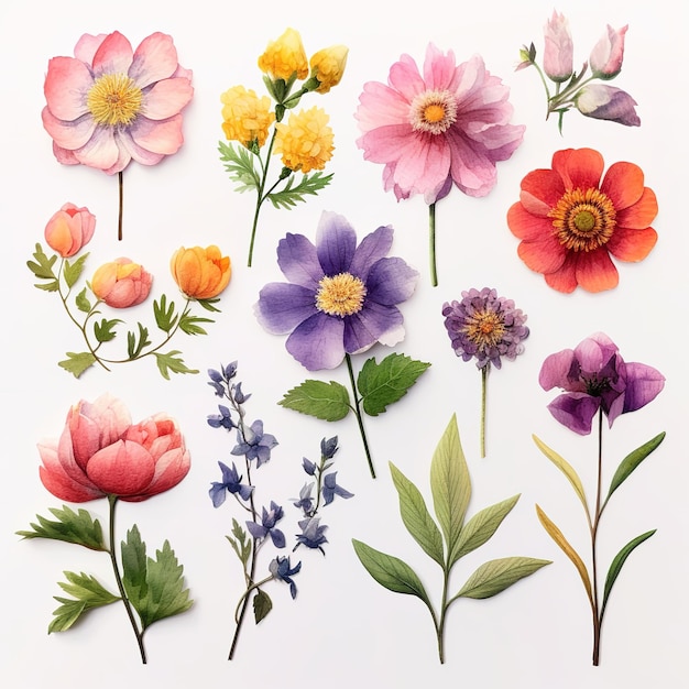 Set Aquarellblumen