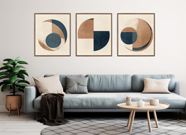 Set aus einfachen und minimalistischen geometrischen Wandkunstdrucken