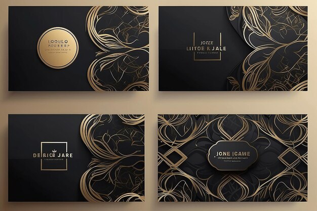 Set aus schwarzem Gold Moderne Visitenkarten-Druckvorlagen Elegantes abstraktes Muster Hintergrund