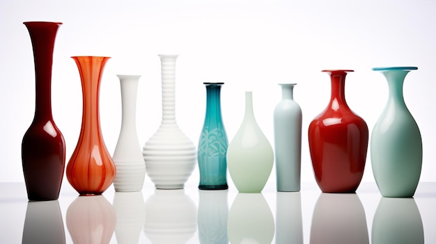 Set aus verschiedenen Vasen isoliert auf weißem Hintergrund