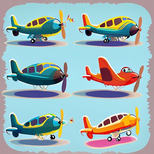 set de aviões ilustração de desenho animado