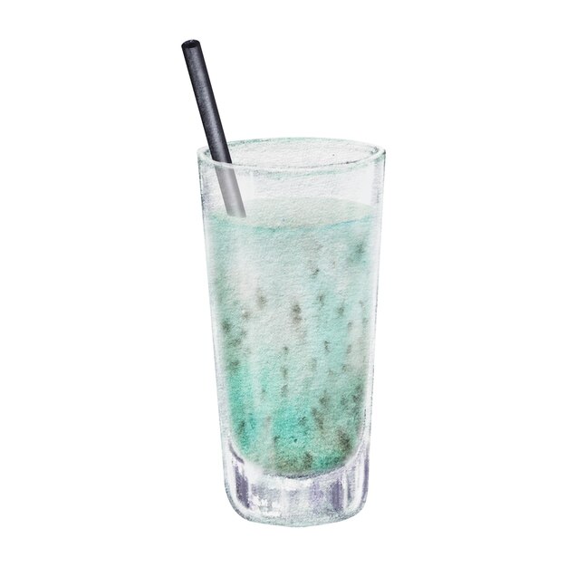 Foto set de coquetel de verão copos de vidro e copos com bebidas coloridas ilustração de aquarela desenhada à mão para receitas de listas de bebidas alcoólicas com bebidas