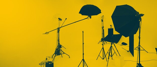 Set de iluminação de produção de vídeo de estúdio Nos bastidores da produção de filmagem