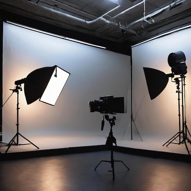 Set de iluminação estúdio de fotografia preto escuro