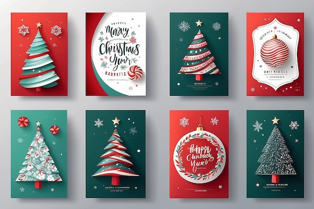 Set de deseos festivos Tarjetas de felicitación modernas de Navidad y Año Nuevo