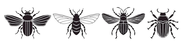 Foto set käfer insekt schwarze silhouette tier vektor illustrator