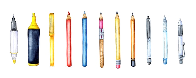 Set de papelería bolígrafos lápices acuarela