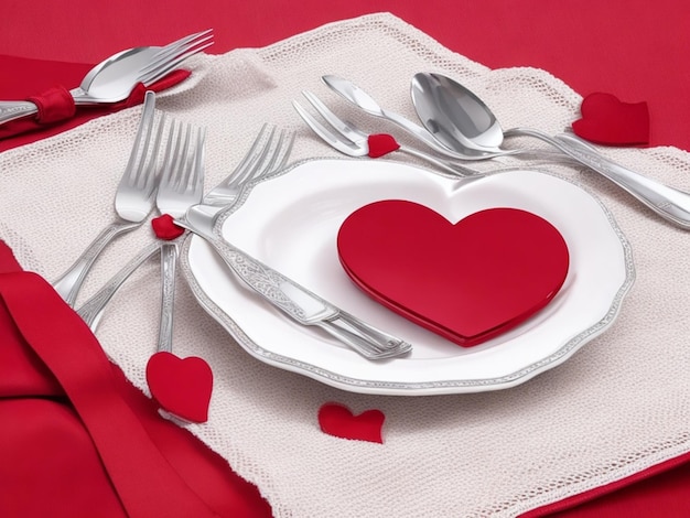 Set de platos para el día de San Valentín