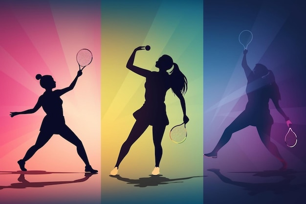Set de siluetas de jugadores de bádminton