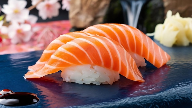 Set de sushi con salmón y arroz