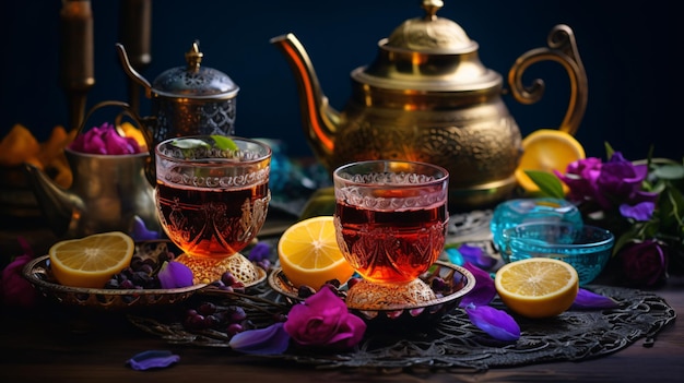 Set de té turco con mermelada de colores