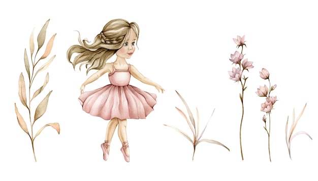 Set von Aquarell botanischen Herbst Illustration Zweige und Blumen Blumen Illustration und Tanz