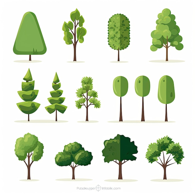 Set von grünen Bäumen Vektor-Illustration für Ihr Design