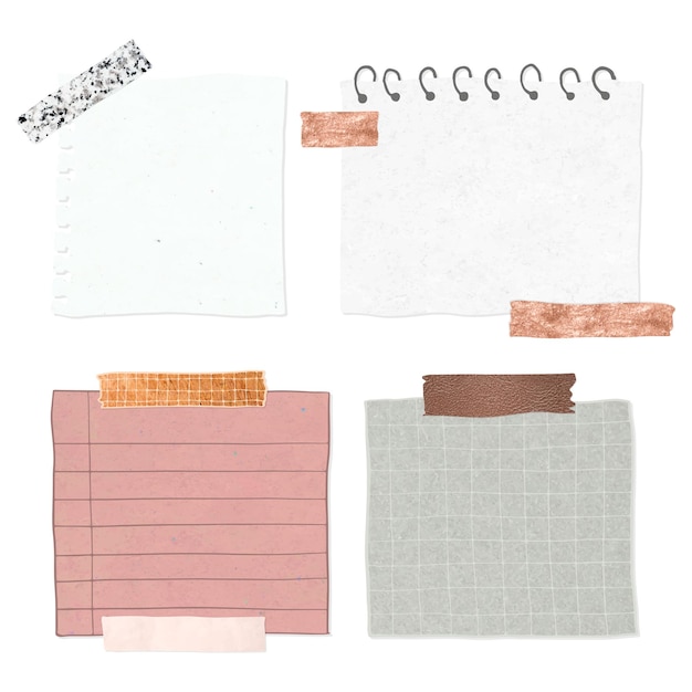 Set von leeren, durchsichtigen PNG-Papiernotizen