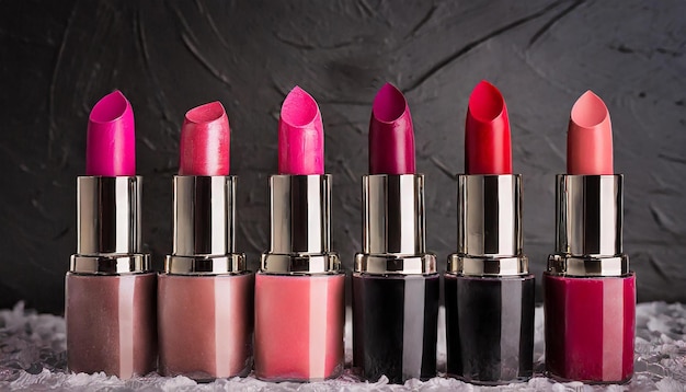 Set von Lippenstift in verschiedenen Farben Frauenkosmetik Make-up-Konzept