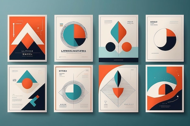 Foto set von minimal 20s geometrischen design poster vektor vorlage