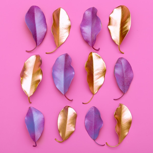 Set von Painted Leaf Minimal Flat Lay Art