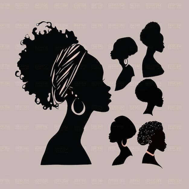 Set von Silhouetten schwarzer Frauen auf weißem Hintergrund