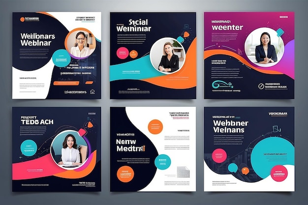 Set von Webinar-Geschäft für Social-Media-Post Moderne Poster geeignet für Business-Webinar
