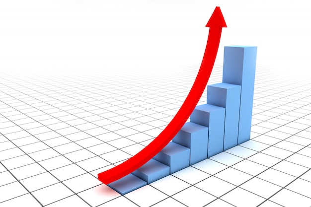 Seta vermelha em um gráfico azul